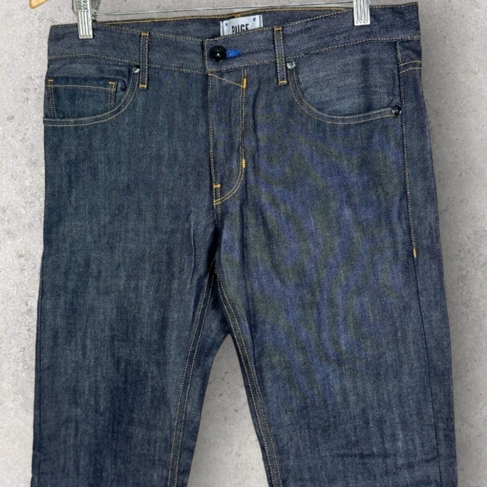 Paige Federal Slim Straight Jeans Dark Blue Revolve Mens 30 x 30 Cotton Denim